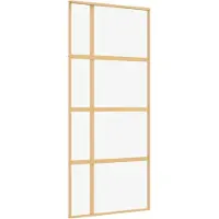 vidaXL Schuifdeur 90x205 cm helder ESG-glas en aluminium goudkleurig