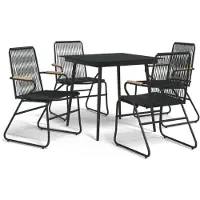 vidaXL 5-delige Tuinset PVC-rattan zwart