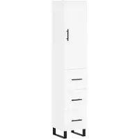 vidaXL Hoge kast 34,5x34x180 cm bewerkt hout wit