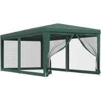 vidaXL Partytent met 6 mesh zijwanden 3x6 m HDPE groen
