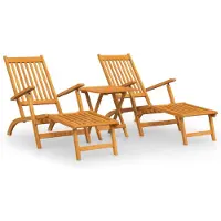 vidaXL Terrasstoelen met voetensteun en tafel massief acaciahout