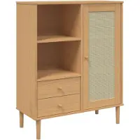 vidaXL Hoge kast SENJA rattan-look 90x40x112 cm grenenhout bruin