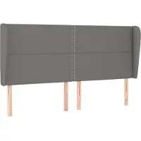 vidaXL Hoofdbord met randen 183x23x118/128 cm stof donkergrijs