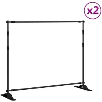 vidaXL Achtergrondstandaards 2 st 254x243 cm staal zwart