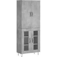 vidaXL Hoge kast 69,5x34x180 cm bewerkt hout betongrijs