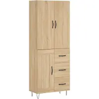 vidaXL Hoge kast 69,5x34x180 cm bewerkt hout sonoma eikenkleurig