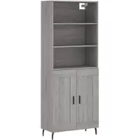 vidaXL Hoge kast 69,5x34x180 cm bewerkt hout grijs sonoma eikenkleurig