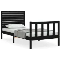 vidaXL Bedframe met hoofdbord massief hout zwart