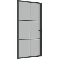 vidaXL Binnendeur 102,5x201,5 cm matglas en aluminium zwart