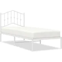 vidaXL Bedframe met hoofdeinde, metaal, wit, 90x190 cm