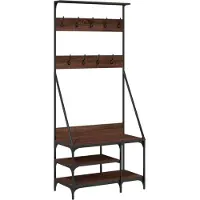 vidaXL Kledingrek met schoenenrek 80x40x184 cm bruin eikenkleur