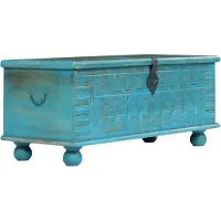 vidaXL Opbergkist 100x40x41 cm massief mangohout blauw