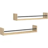 vidaXL Wandschappen met stangen 2 st 80x16x14 cm Sonoma eikenkleurig
