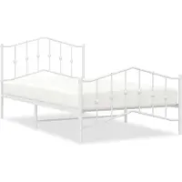 vidaXL - Bedframe - met - hoofd- - en - voeteneinde metaal - wit - 100x200 - cm