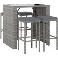 vidaXL 5-delige tuinbarset met kussens, grijs, polyrotan
