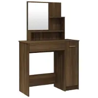 vidaXL kaptafel met spiegel - bruine eiken, 86,5 x 35 x 136 cm