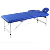 vidaXL Massagetafel, opvouwbaar, 2 zones, met aluminium frame, blauw