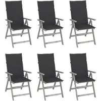 vidaXL Tuinstoelen 6 st verstelbaar met kussens massief acaciahout