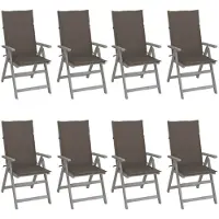 vidaXL Tuinstoelen 8 st verstelbaar met kussens acaciahout grijs