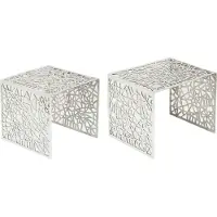 Invicta Handgemaakte salontafel ABSTRACT 49cm set van 2 zilver in Gap-design - 38965
