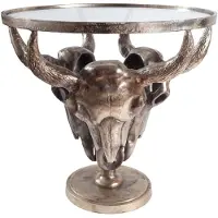Invicta Extravagante salontafel MATADOR 56cm bronzen stierenkop met glazen blad - 39881