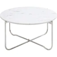Invicta Ronde salontafel NOBLE 65cm wit marmer afneembaar tafelblad opvouwbaar zilver metaal - 40361