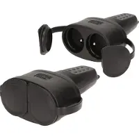 ORNO - Dubbel Waterdichte Stopcontact 2P+Z - IP44 - Zwart - Rubber