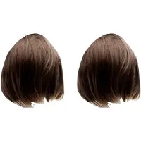 Jojomino 2X Korte Rechte Bob Pruiken Braziliaanse Maagd Menselijk Haar Pruiken Volledige Pruiken (40 cm) Bruine Kleur