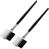 Jojomino Women Double-Sides Brow Comb Eyebrow Brush Wood Holder Make- Cosmetic Makeup Tool 2Pcs Black