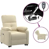 vidaXL Fauteuil verstelbaar elektrisch stof crèmekleurig