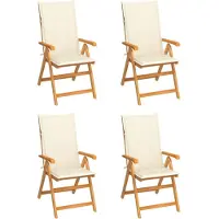 vidaXL Inklapbare stoelen 4 st met crèmekleurige kussens
