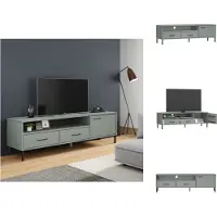 vidaXL Tv Kast - Tv Kasten - Tv-kast - Tv-kasten - Tv-meubel met metalen poten OSLO massief grenenhout grijs