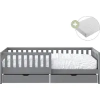 Sunny Isa Kinderbed met 2 Opberglades en Uitvalbeveiliging Grijs – Met Matras