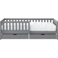 Sunny Isa Kinderbed met 2 Opberglades en Uitvalbeveiliging Grijs – Zonder Matras