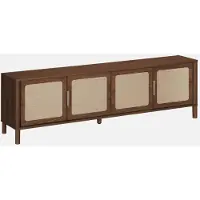 Sweeek TV meubel met 4 deuren vintage houtdecor en vlechtwerk 160cm Walnoot