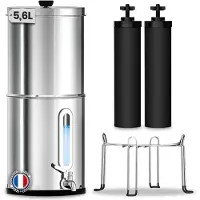 Orinko roestvrijstalen zwaartekrachtfilter, 5,6 liter, zonder plastic, actieve kool waterfiltersysteem, 4 liter per uur, voor schoon drinkwater