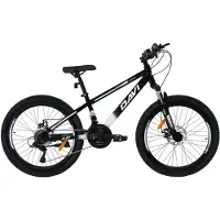 DaviBikes Terrano – Kinderfiets – 24 inch – 21 versnellingen – Schijfremmen – 130-160 cm – Zwart/Wit – Jongen