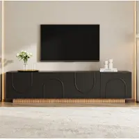 STILVORA Tv Meubel Met 4 Deuren En Opbergvakken - Modern Design Met Kabeldoorvoer - Voor Woonkamer En Slaapkamer - Zwart - 170x38x42 Cm