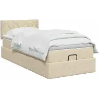 vidaXL Ottoman bed met matras en hoofdeinde, crème, 100 x 200 cm, stof