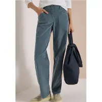 Cecil Dames Broek met High Waist en Wide Leg pijpen in een Loose Fit pasvorm - Blauw - 28
