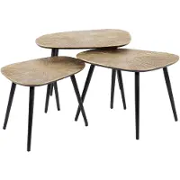 Nest of Nora Salontafel Navi - Vierhoekig set van 3 - Antiek goud