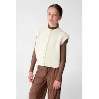 Shoeby gebreid gilet - ecru Meisjes Acryl Ronde hals Effen - maat 158/164