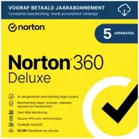 Norton 360 Deluxe | 5 Apparaten | 1 Jaar | 50 GB Cloud Opslag | Windows, Mac, Android &amp; iOS
