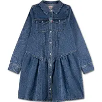 Levi's Levi´s  Kids Long Drop Waist Lang Mouw Jurk Blauw 8 Years Meisje