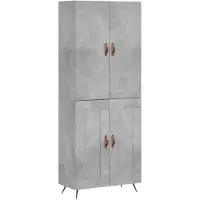 vidaXL Hoge kast 69,5x34x180 cm bewerkt hout betongrijs