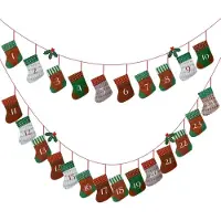 Sonstiges Adventskalender om te vullen met vilten zakjes, kerstkalenderketting, kerstdecoratie voor kinderen, 15 x 10 cm