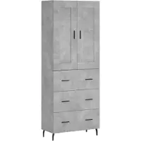 vidaXL Hoge kast 69,5x34x180 cm bewerkt hout betongrijs