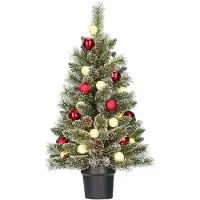 Black Box Trees Kunstkerstboom Kaprun Kerstbal Rood Met 20 Lampjes Warm Wit D 51 H 90 Cm