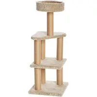 Amazon Basics krabpaal voor binnen, met krabpalen, groot, 45 x 45 x 117 cm (L x B x H), beige