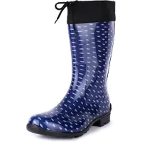 Ladeheid Dames Regenlaarzen - Rubberen Laarzen met manchet Waterdichte - PVC - LA-LMG-879-Aspen - Donkerblauw/Stippen - 42